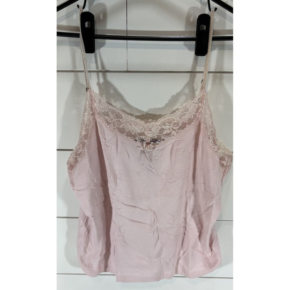 Vintage For Joseph Women's Size Large L Pink Lace Trim Camisole Y2K Lingerie